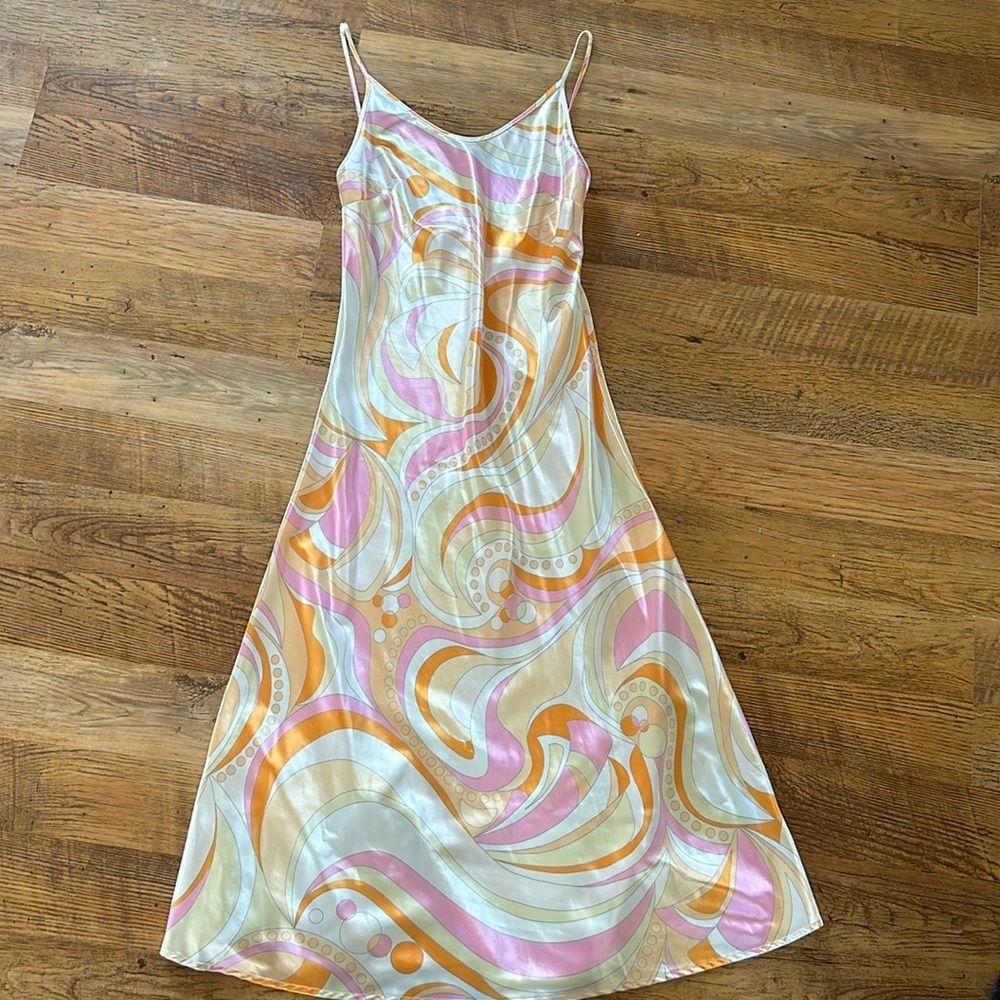 Araminta James Swirl Pattern Silk Slip Dress A6